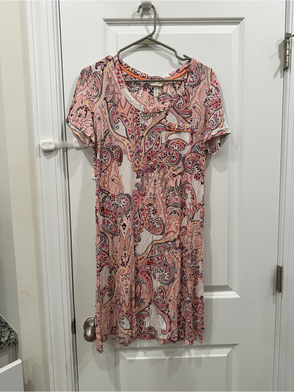 Soma Paisley Short Sleeve Sleep Dress Night Gown Small Pink